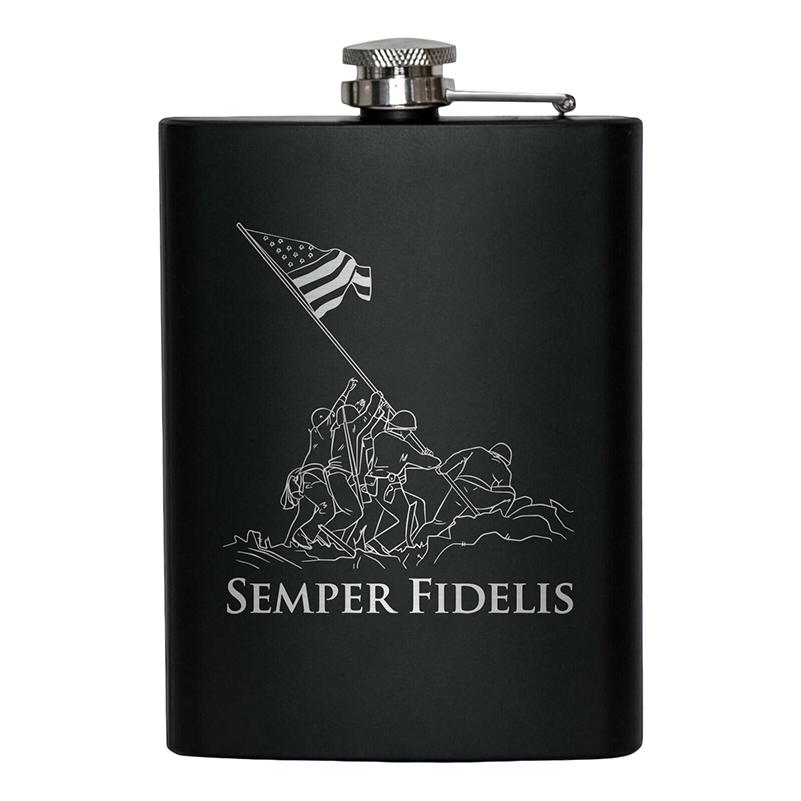 8oz USMC Marine Corps Flask Matte Black