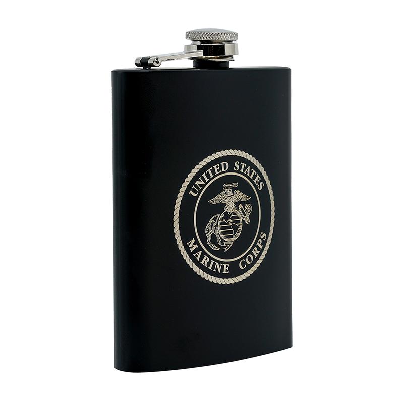 8oz USMC Marine Corps Flask Matte Black