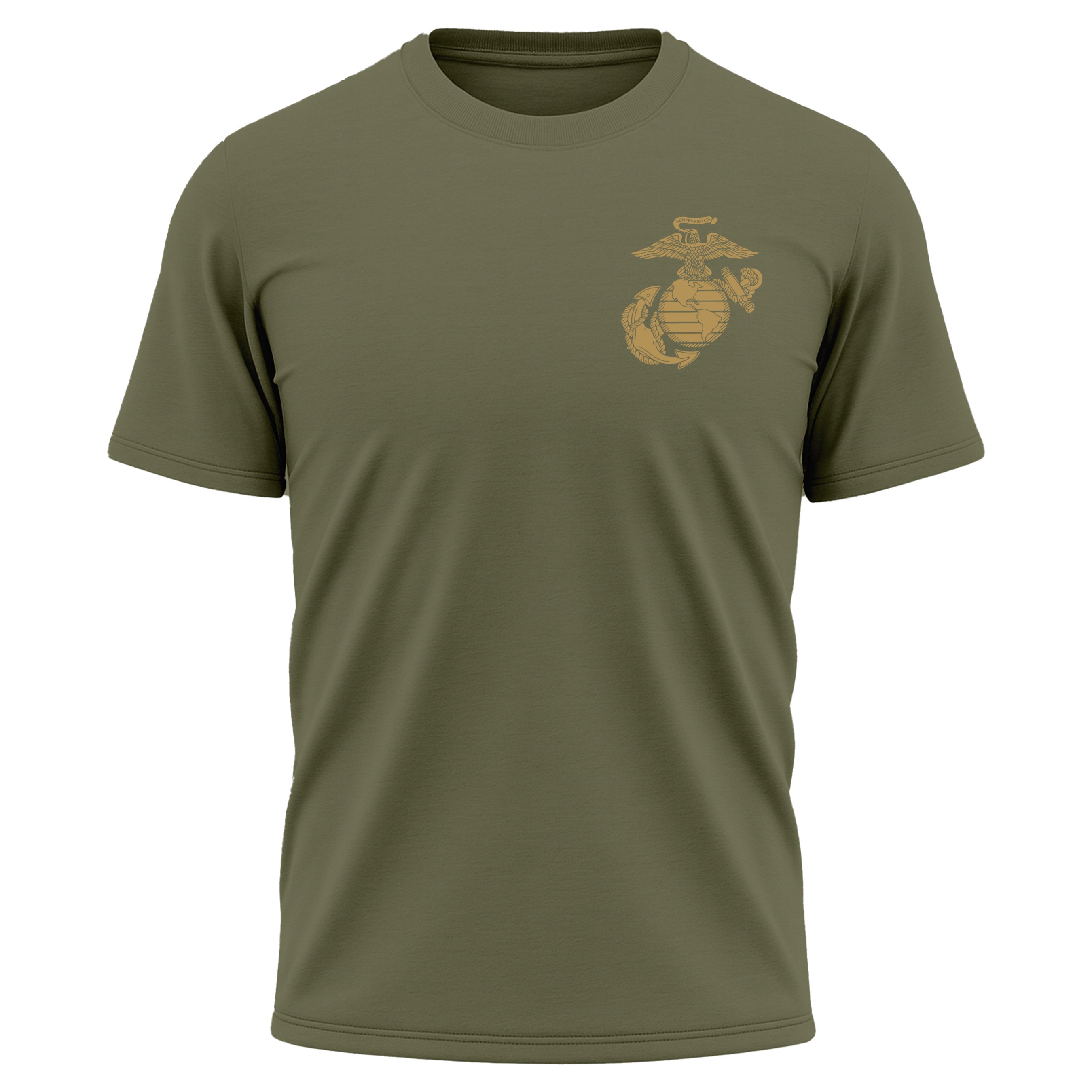 OD Green USMC 251st Birthday performance T-shirt with Eagle Globe and Anchor chest design