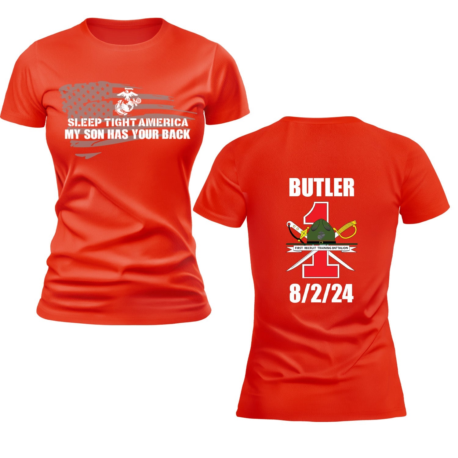 Women's "Sleep Tight America, My *Marine* Has Your Back" T-Shirt