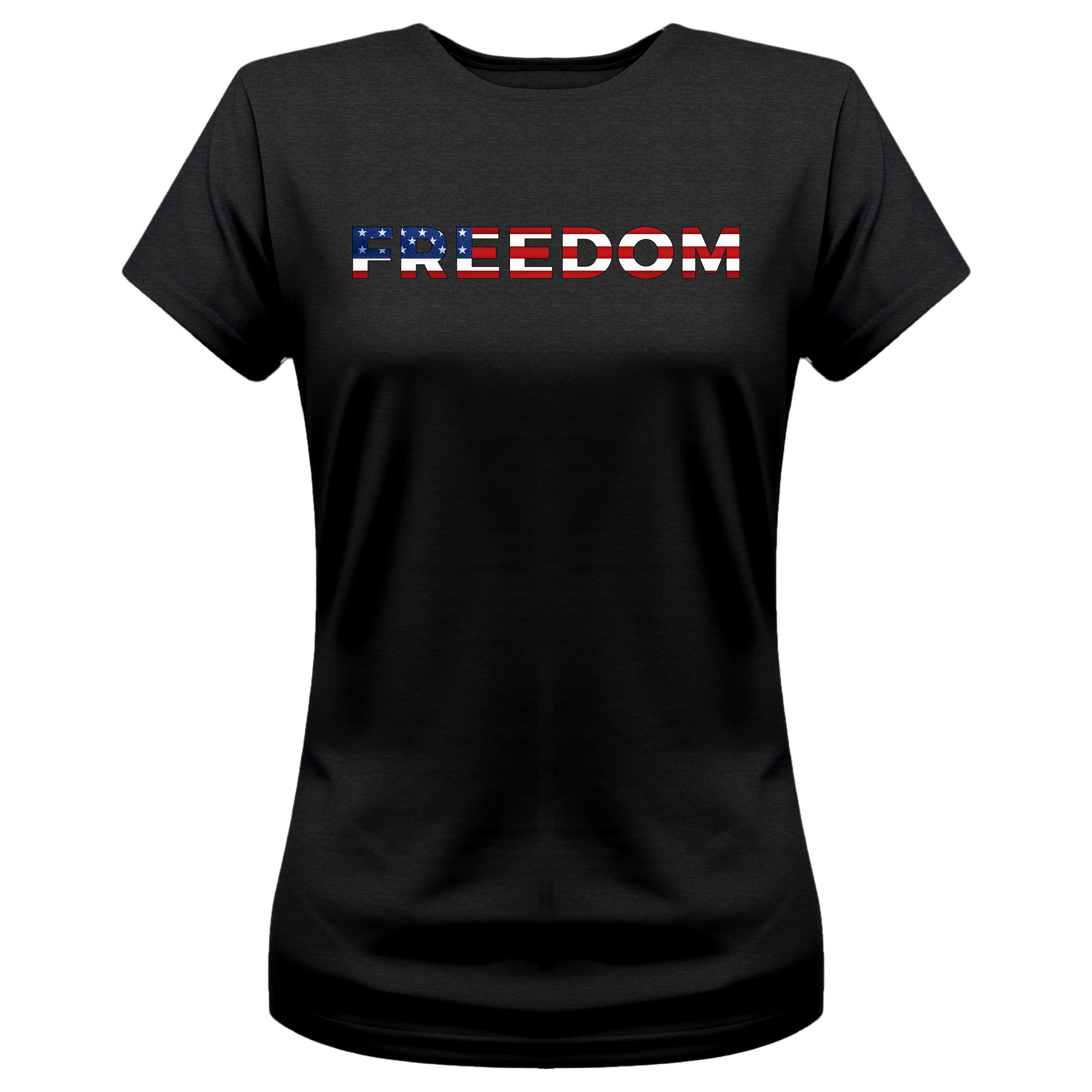 Women’s America 250th birthday patriotic T-shirt with eagle crest and American flag.