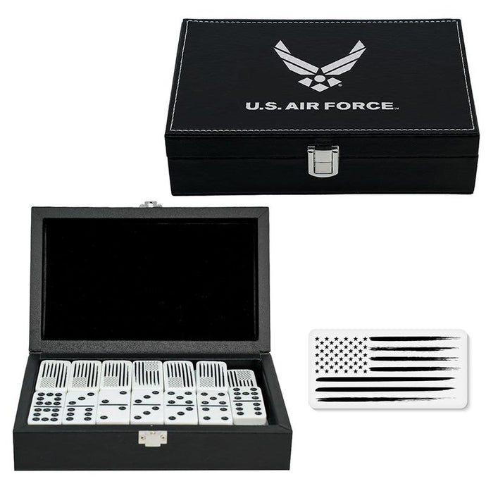 USAF Double Nine Dominoes Black Leather Box
