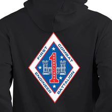 1ST Combat Engineer Battalion Unit Logo Black Sweatshirt, 1st CEB Unit Logo Black Hoodie