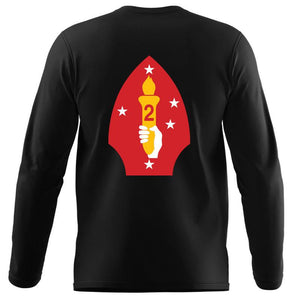 2nd Marine Division USMC long sleeve Unit T-Shirt, 2nd Marine Division logo, USMC gift ideas for men, Marine Corp gifts men or women 