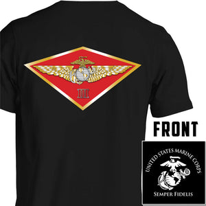 3rd MAW USMC Unit T-Shirt, 3rd MAW, USMC unit gear, 3rd MAW logo, 3rd Marine Aircraft Wing logo, USMC gift ideas for men, Marine Corp gifts men or women black