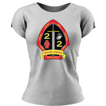 Second Battalion Second Marines,  (2/2) Marines USMC Unit ladie's T-Shirt, 2/2 USMC Unit logo, USMC gift ideas for women, Marine Corp gifts for women 2nd Battalion 2nd  Marines