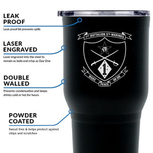 1st Battalion 5th Marines USMC Unit Logo tumbler, 1st Battalion 5th Marines  (1/5 USMC Unit) coffee cup, 1st Battalion 5th Marines  USMC, Marine Corp gift ideas, USMC Gifts for women or men