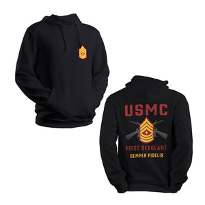 First Sergeant Hoodie, 1stSgt Hoodie, USMC Rank Hoodie, USMC 1stSgt Hoodie Sweatshirt, Semper Fidelis, Semper Fi, Marine Corps Hoodie Sweatshirt