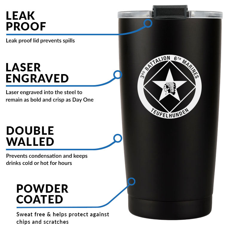 3rd Bn 6th Marines (3/6) USMC Stainless Steel Marine Corps Tumbler