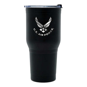 30 oz Air Force Black Double Wall Vacuum Insulated Stainless Steel Air Force Tumbler