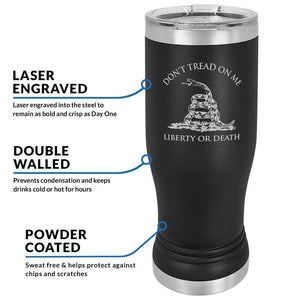 Gadsden Flag 20 oz Gadsden flag,  Black Double Wall Vacuum Insulated Stainless Steel gadsden flag Tumbler, Travel Mug