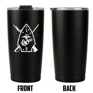 1st Battalion 8th Marines (1/8) USMC Unit logo tumbler, First Battalion Eighth Marines coffee cup, First Battalion Eighth Marines USMC, Marine Corp gift ideas, USMC Gifts for women 20 Oz Tumbler