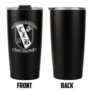 CLB-11 logo tumbler, CLB-11 coffee cup, Combat Logistics Battalion 11 USMC, Marine Corp gift ideas, USMC Gifts 20 ounce