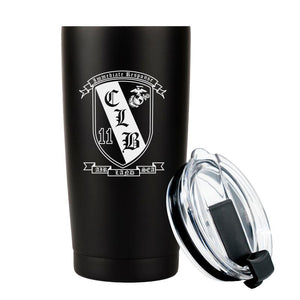 CLB-11 logo tumbler, CLB-11 coffee cup, Combat Logistics Battalion 11 USMC, Marine Corp gift ideas, USMC Gifts 20 ounce