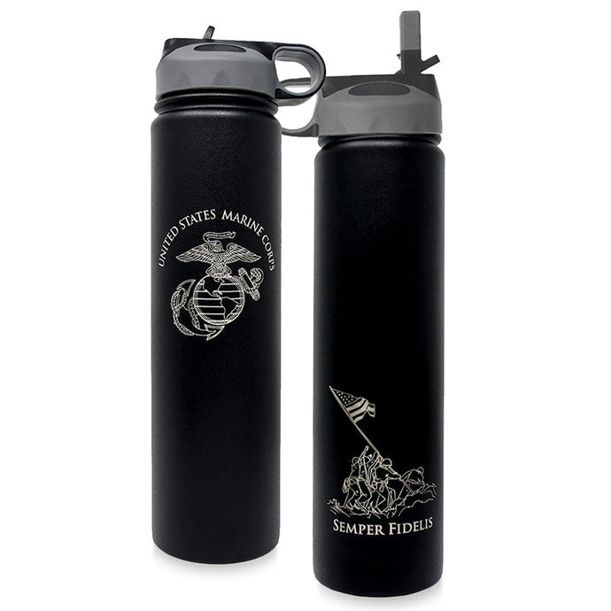 24 oz Stainless Steel Marine Corps Water Bottle - Vacuum Insulated