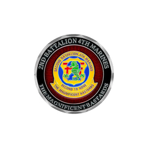 2ndBn 4th Marines Unit Coin, Second Battalion Fourth Marines Unit Coin, 2nd Battalion 4th Marines Unit Coin, USMC 2/4 Unit Coin