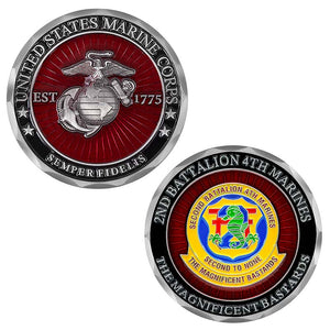 2ndBn 4th Marines Unit Coin, Second Battalion Fourth Marines Unit Coin, 2nd Battalion 4th Marines Unit Coin, USMC 2/4 Unit Coin