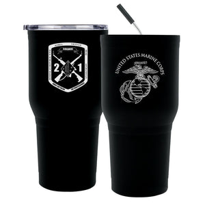 2d Battalion 1st Marines (2/1) USMC Unit logo tumbler, Second Battalion First Marines coffee cup, First Battalion Second Marines USMC, Marine Corp gift ideas, USMC Gifts for women 30 Oz Tumbler