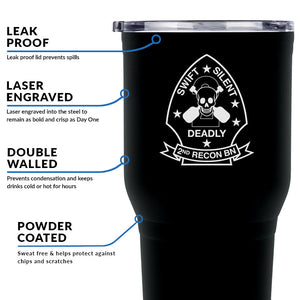 2nd Reconnaissance Battalion (2d Recon) USMC Unit logo tumbler, 2d Recon Bn coffee cup, 2d Recon Bn USMC, Marine Corp gift ideas, USMC Gifts for men or women 30 Oz Tumbler