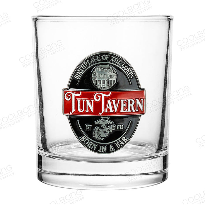 USMC Tun Tavern Rocks Drink Glass-Large Size Marine Corps Whiskey Glas