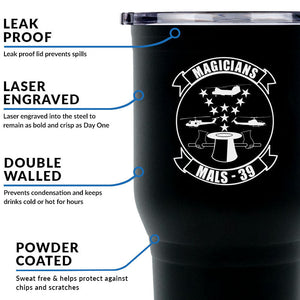 Marine Aviation Logistics Squadron 39 (MALS-39) USMC Unit Logo Laser Engraved Stainless Steel Marine Corps Tumbler - 30 oz, Magicians, MALS-39 Magicians