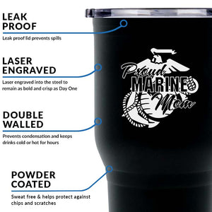 30 Oz USMC Tumbler, Proud Marine Mom tumbler, Patriotic gifts, Marine Mom gift