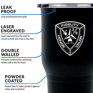 Second Battalion Ninth Marines Unit Logo tumbler, 2/9 USMC Unit Tumbler, 2nd Bn 9th Marines USMC, Marine Corp gift ideas, USMC Gifts for women or men 30oz