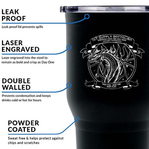 First Supply Battalion USMC Unit Logo tumbler, 1st Supply Bn  USMC Unit Logo coffee cup, 1st Supply Battalion USMC, Marine Corp gift ideas, USMC Gifts for women