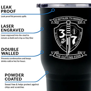 3rd Battalion 7th Marines logo tumbler, 3rd Battalion 7th Marines coffee cup, 3d Battalion 7th Marines USMC, Marine Corp gift ideas, USMC Gifts for women 30oz