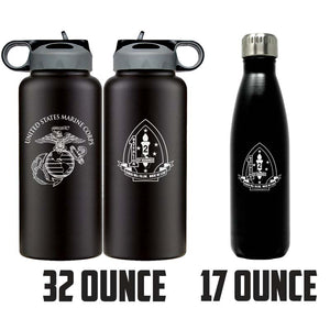 1st Battalion 2nd Marines USMC Unit logo water bottle, First Battalion Second Marines Unit Logo hydroflask, 1/2 USMC, Marine Corp gift ideas, USMC Gifts for women 