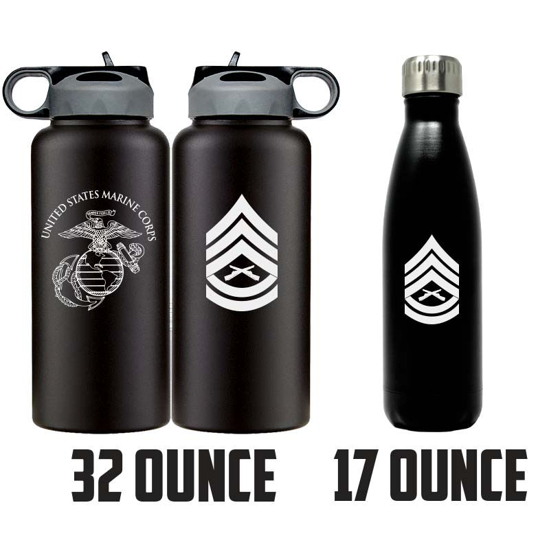 USMC water bottle Marine Corp rank gifts, USMC Sgt gifts