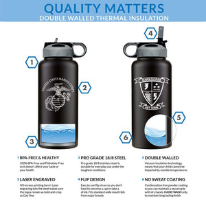 3rd Battalion 5th Marines logo water bottle, 3rd Battalion 5th Marines hydroflask, 3d Battalion 5th Marines USMC, Marine Corp gift ideas, USMC Gifts for women flask, big USMC water bottle, 32 ounce Marine Corp water bottle 