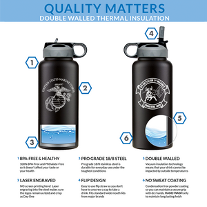 Third Battalion First Marines Unit Logo water bottle, 3d Bn 1st Marines hydroflask, 3/1 Marines, USMC, Marine Corp gift ideas, USMC Gifts for men or women 32 Oz 