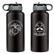 2nd Reconnaissance Battalion USMC Unit Logo water bottle, 2d Recon Bn USMC Unit Logo hydroflask, 2d Recon Bn USMC, Marine Corp gift ideas, USMC Gifts for men or women 32 Oz