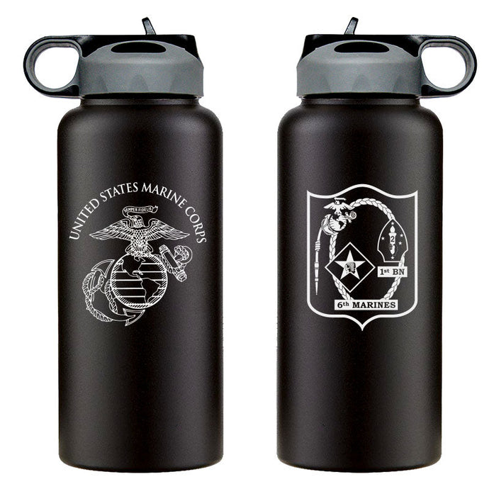 1st Bn 6th Marines logo water bottle, 1st Bn 6th Marines hydroflask, 1stBn 6th MarinesUSMC, Marine Corp gift ideas, USMC Gifts for women flask