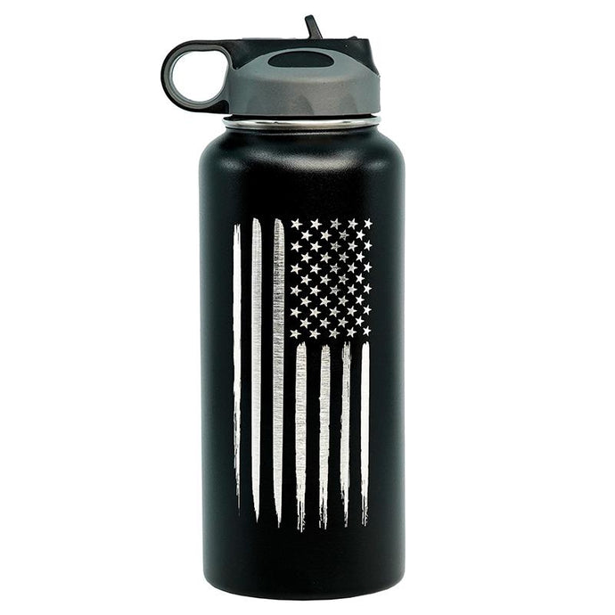 Black Stainless Steel Double Wall Vacuum 32 oz American Flag Water Bottle 