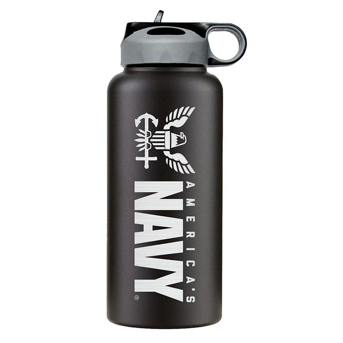 Black 32 oz US Navy USN Water Bottle