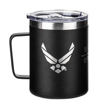 12 Oz Air Force Black Double Wall Vacuum Insulated Stainless Steel US Air Force Coffee Tumbler Travel Mug-Leakproof Lid