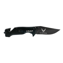 USAF Black Stealth Stainless Steel Folding Tactical Knife