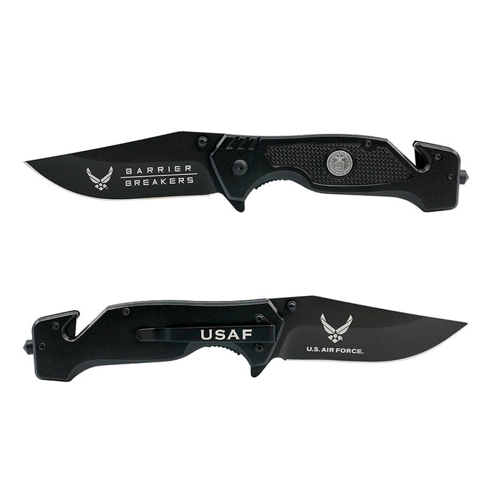 USAF Black Stealth Stainless Steel Folding Tactical Knife