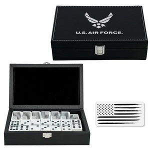 USAF Double Nine Dominoes Black Leather Box