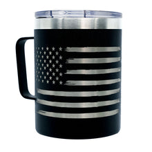 12OZ American Flag Double Wall Travel Coffee Tumbler-Patriotic Mug with Lid-Stainless Steel Insulated Coffee Mug with Handle