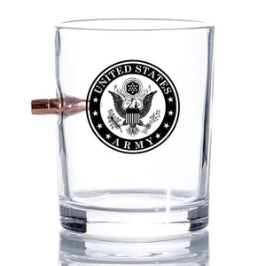 US Army Bullet Whiskey Glass – .308 Bullet - Army Rocks Glass - Soldier Gifts