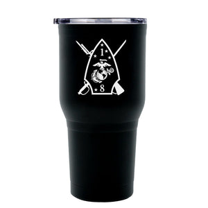 1st Battalion 8th Marines (1/8) USMC Unit logo tumbler, First Battalion Eighth Marines coffee cup, First Battalion Eighth Marines USMC, Marine Corp gift ideas, USMC Gifts for women 30 Oz Tumbler