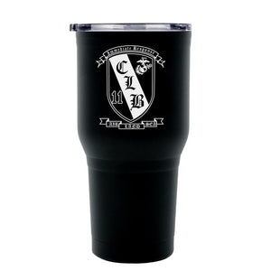 CLB-11 logo tumbler, CLB-11 coffee cup, Combat Logistics Battalion 11 USMC, Marine Corp gift ideas, USMC Gifts 30 ounce