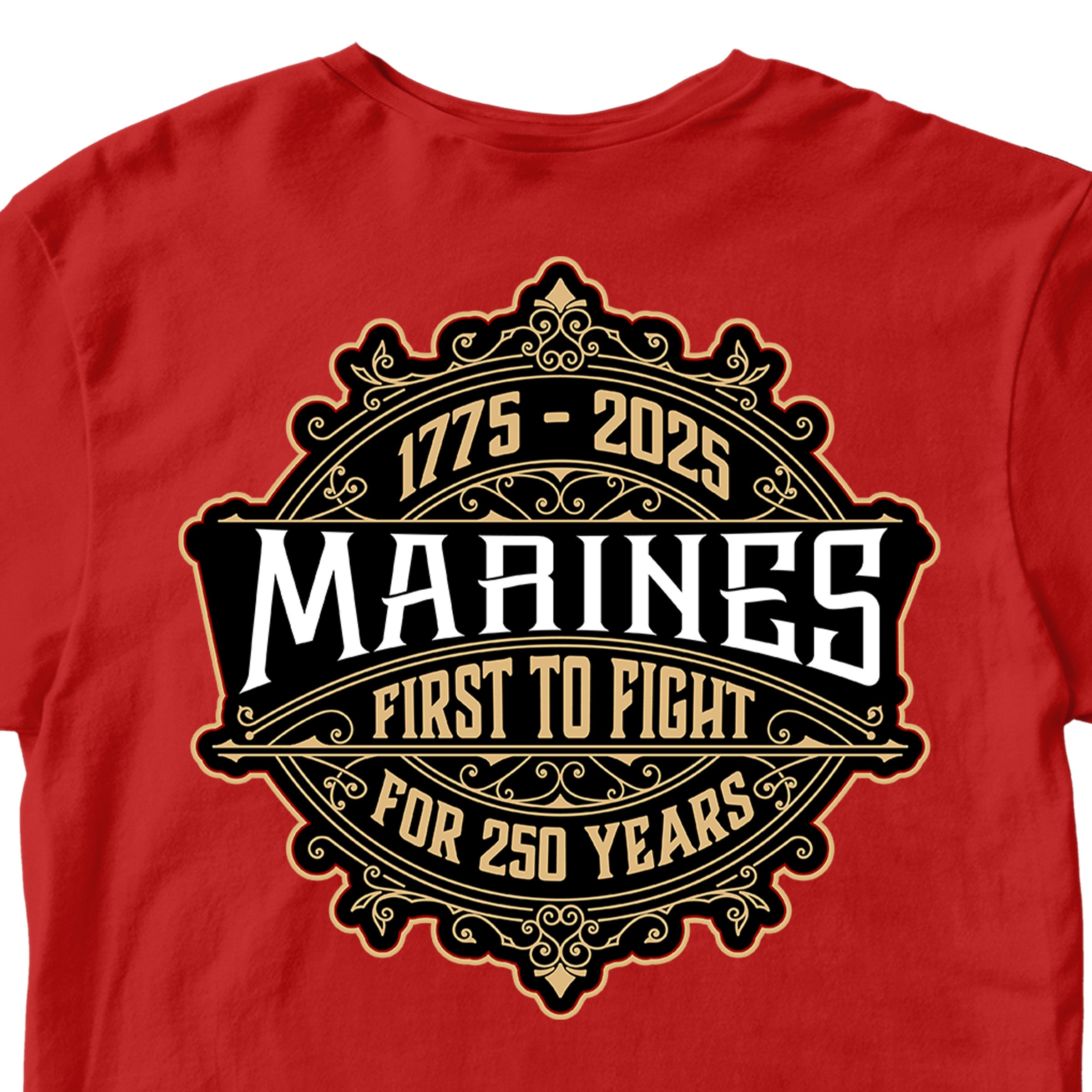 Marines 250th Birthday Whiskey Label T-shirt  <br> MADE IN USA