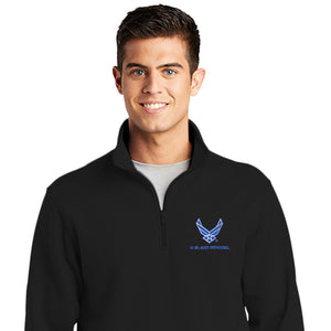 Air Force Embroidered Quarter Zip Sweatshirt-MADE IN USA