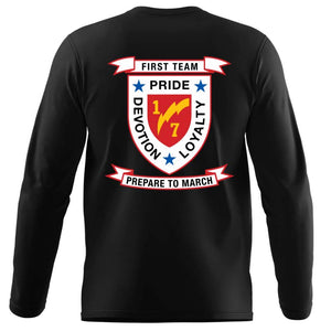 1st Battalion 7th Marines Long Sleeve T-Shirt, 1/7 Long Sleeve T-Shirt, USMC 1/7 unit t-shirt