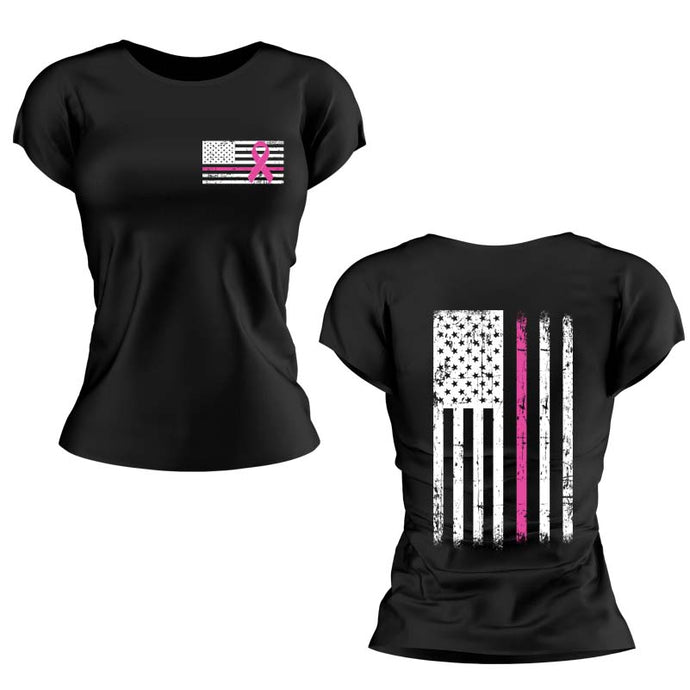 Ladies' American Flag Cancer Awareness Shirt for Women Support Cancer Research