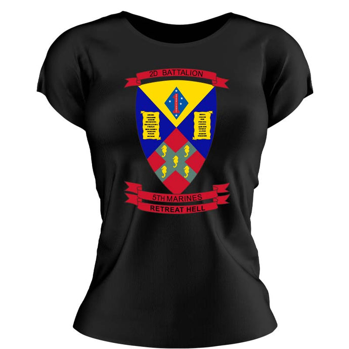 Second Battalion Fifth Marines, (2/5) Marines USMC Unit ladie's T-Shirt, 2/5 USMC Unit logo, USMC gift ideas for women, Marine Corp gifts for women 2nd Battalion 5th Marines